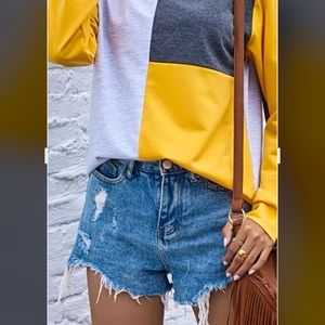 Blocked color, drop sleeve knit top. Lightweight sweatshirt.worn twice